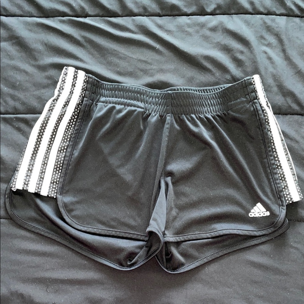 adidas Black Athletic Shorts with White Three-Stripe Side Detail